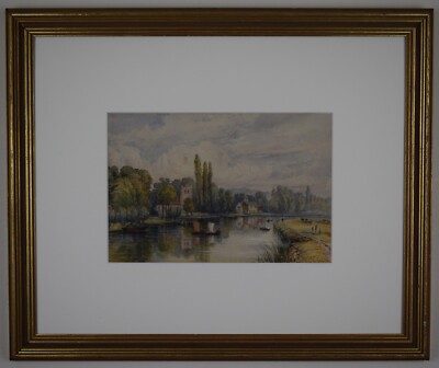 Themse bei Marlow. Aquarell des denkmalgeschützten Künstlers Samuel Prout Newcombe, 1874