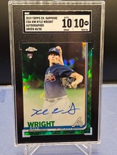 2019 Topps Chrome Sapphire Kyle Wright Green Refractor RC Auto #45/50 SGC 10