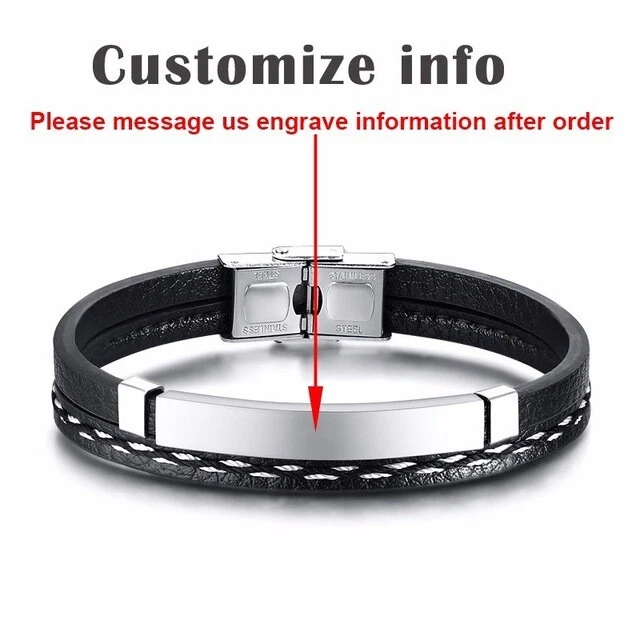 Personalized Engraved Medical Alert ID Men Bracelet Bangle Throw me in the trash - Image 4 of 4