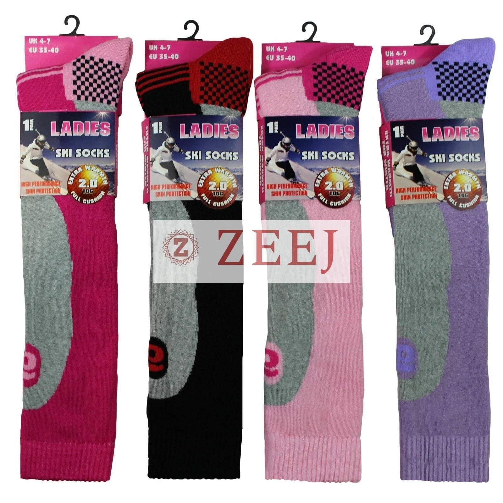 3 PAIRS LADIES THERMAL PADDED SKI SOCKS HIGH PERFORMANCE LONG LENGTH SIZE 4 -7