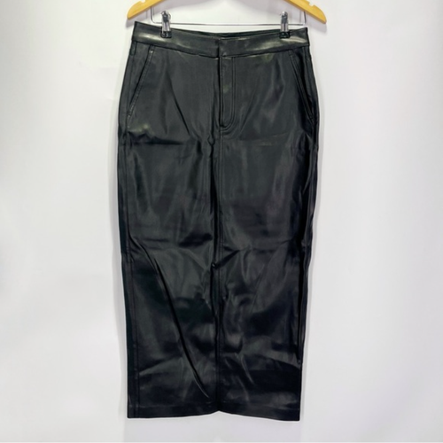 Express Sz 6 Faux Leather Pencil Midi / Maxi Skirt Mid Calf Stretch Vegan Black