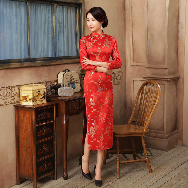 red satin chinese dress Naomi Bespoke Dress