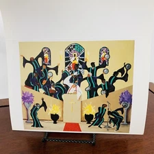 Vintage 1990 Annie Lee & Friends Art Matted Print Note Card EB-BODY SAY “AMEN”