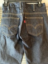 womens LEVI s 1970 flare jeans sz 25 X30 vintage look dark blue orange stitch