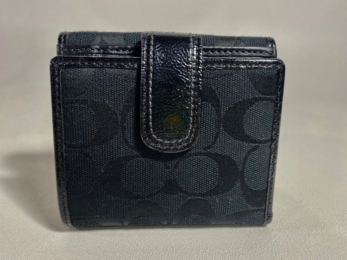 New COACH Ashley Black Jacquard Leather Bifold Women s Wallet eBay