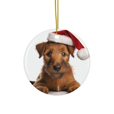 Irish Terrier Puppy - Ceramic Christmas Ornament - Printed in USA