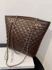 Borsa amplia shopper donna marrone manici tracolla spalla pelle sintetica B057