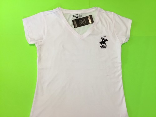 BEVERLY HILLS Polo Club Women’s Short Sleeve T-Shirt MEDIUM White w/Black NEW - Picture 5 of 12