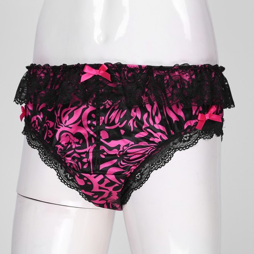 Men Lingerie Sissy Underwear See-through Chiffon Bowknot Frilly Crossdress Brief - Picture 73 of 89