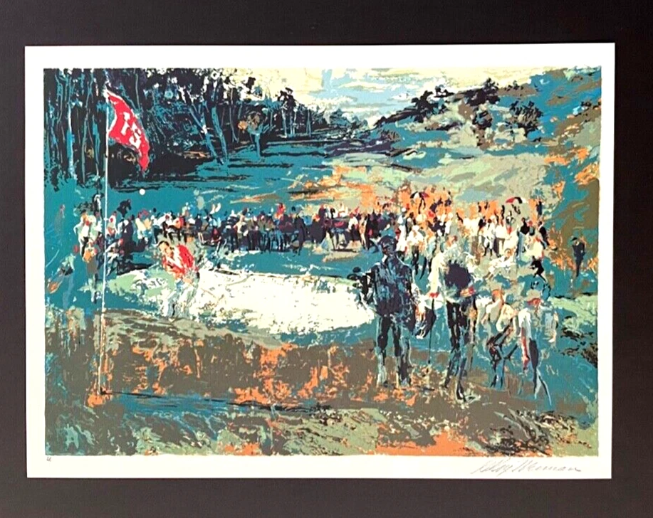 LeRoy Neiman "Torneo de Golf" Firmado Arte Pop Coleccionista Pieza Enmarcada Foto 2 de 3