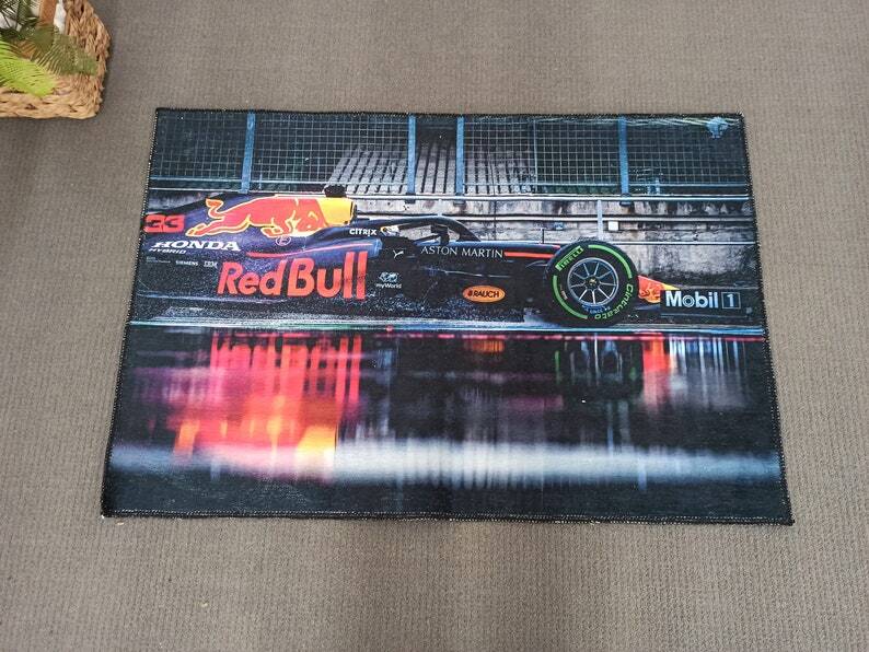 Boys Formula 1 Racing Car Runner Rug for Bedroom or Steps
