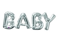 Set of 2 BABY Silver Foil Balloon Shower Gender Party Banner Decoration Balloons