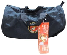 US Marine Corps Emblem Black Embroidered Military Duffle Travel Bag - Licensed