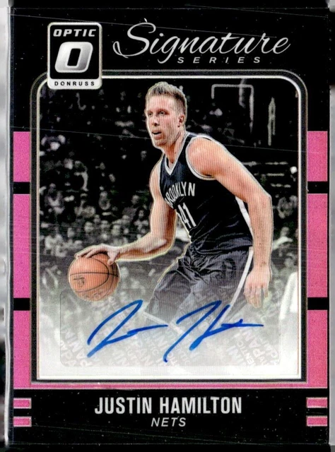 JUSTIN HAMILTON 2016 OPTIC **PINK** PRIZM SIG ROOKIE RC AUTO  /25 !! SSP 🔥NETS