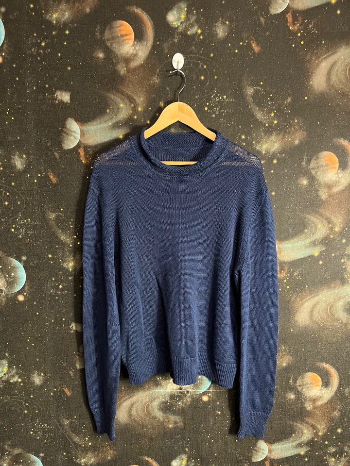 Ralph Lauren фиолетовый этикетка темно-синий ребристый вязаный чистый льняной свитер большого размера женщин - Изображение 3 из 4