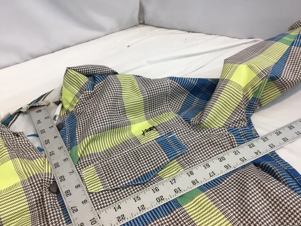 Chaqueta Kirra M Rojo Amarillo Botón a Cuadros Poli Sudadera con Capucha Sin Defectos YGI R1-651 Foto 3 de 4