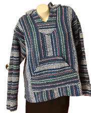 Baja Joe Multicolored Mexican Hoodie With Large Pocket Size XL