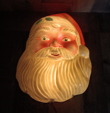 Vintage Noma Light Up Santa Head 50s Blow Mold Tested 16" X 12" Please Read