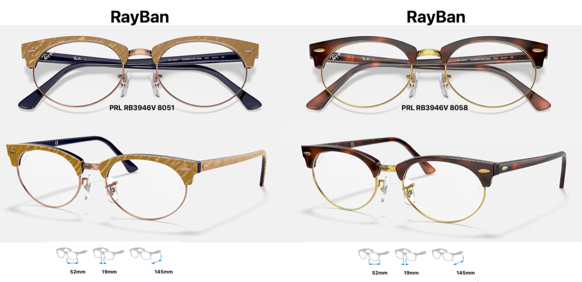Ray-Ban RB 3946-V Clubmaster Oval Eyeglass Frames (Multiple Colors