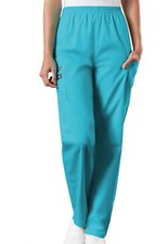 Cherokee WorkWear Women's Elastic Pull On Cargo Scrub Pant-4200 Turquoise