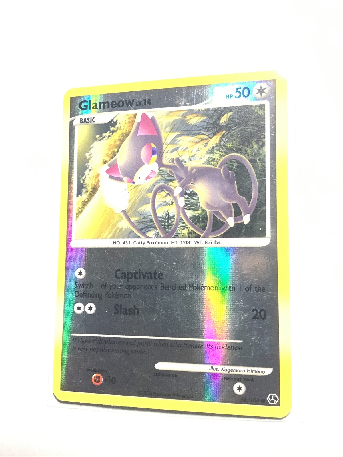 GLAMEOW - 68/106 - Great Encounters - Reverse Holo - Pokemon Card - LP