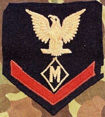 WWII 1943 dated US Navy Rate Specialist “M” Mail Clerk PO3 rank Patch ...