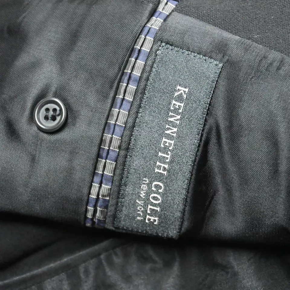 De Colección Kenneth Cole 41L 42L 32x32 HECHO EN EE. UU. Negro 100% Lana Hombres Chaqueta Pantalones Traje Foto 4 de 4