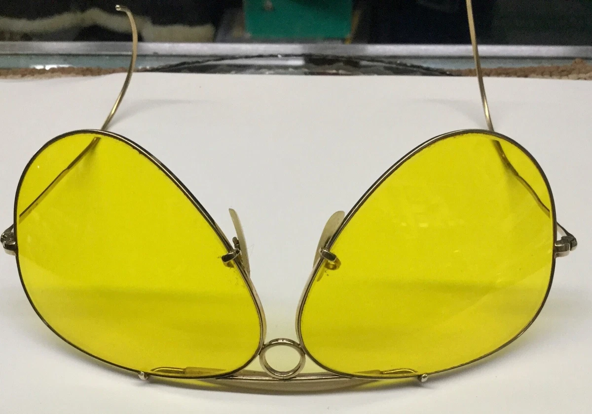 Vintage Ray Ban Bausch & Lomb Bullet Hole 1/10 12K GF Shooter Yellow Sunglasses