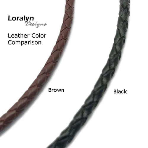 Cordón collar de cuero trenzado marrón (3 mm) - Imagen 2 de 5
