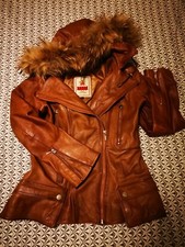 Aviatrix Ladies Leather Jacket With Hood