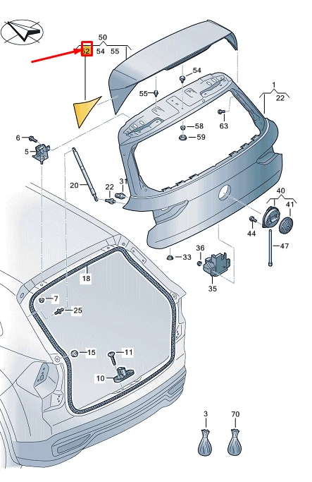 VW GOLF CD MK8 Rear Right Spoiler Side Trim 5H6827646041 NEW 
