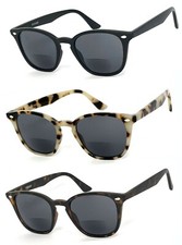 1, 2 or 3 Pairs Retro Square Frame Flat Top Inner Bifocal Reading Sunglasses