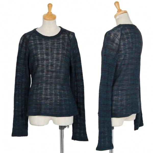 Y's Check Watermark Knitting Long Sleeve T Shirt Size S-M(K
