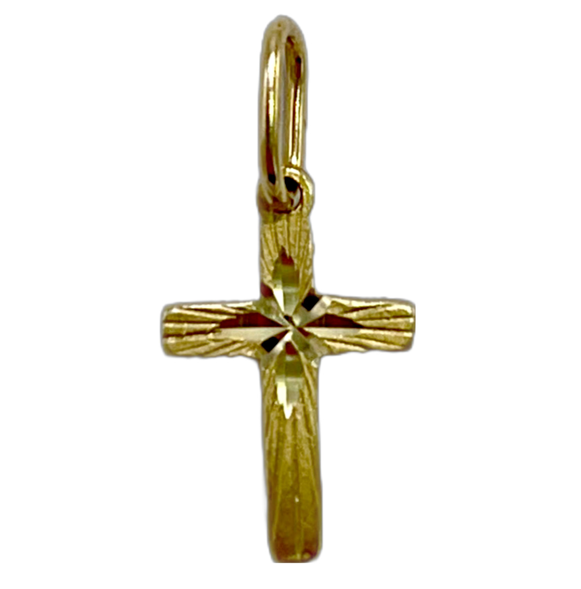 14k Gold Christian Catholic Faith Cross Pendant Gem