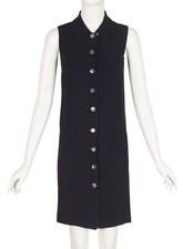 Gucci by Tom Ford 1990s Vintage Black Rayon Crepe Sleeveless Button-Up Dress XXS