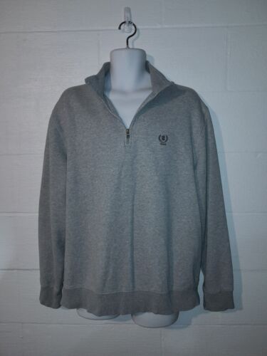 IZOD Men's Large Quarter Zip Sweater Fleece Pullover Grey Navy Logo | eBay
