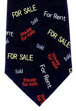 For Sale Men's Necktie Real Estate Listing Agent Realtor House Black Neck Tie