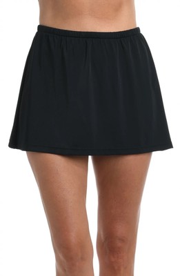 Maxine of Hollywood Solid Skirted Pant Swim Bottom 18W Black MW6NK52 Swim Skirt
