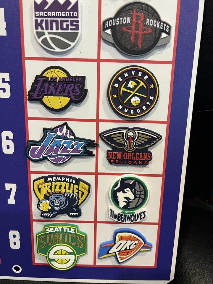 VINTAGE NBA NEW MAGNETIC STANDINGS BOARD FULL SET 32 RUBBER MAGNETS 2025 EDITION - Image 3 of 4