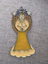 Vintage Angel Suncatcher Sun Catcher Doves Stained Glass-style window hanging 6"