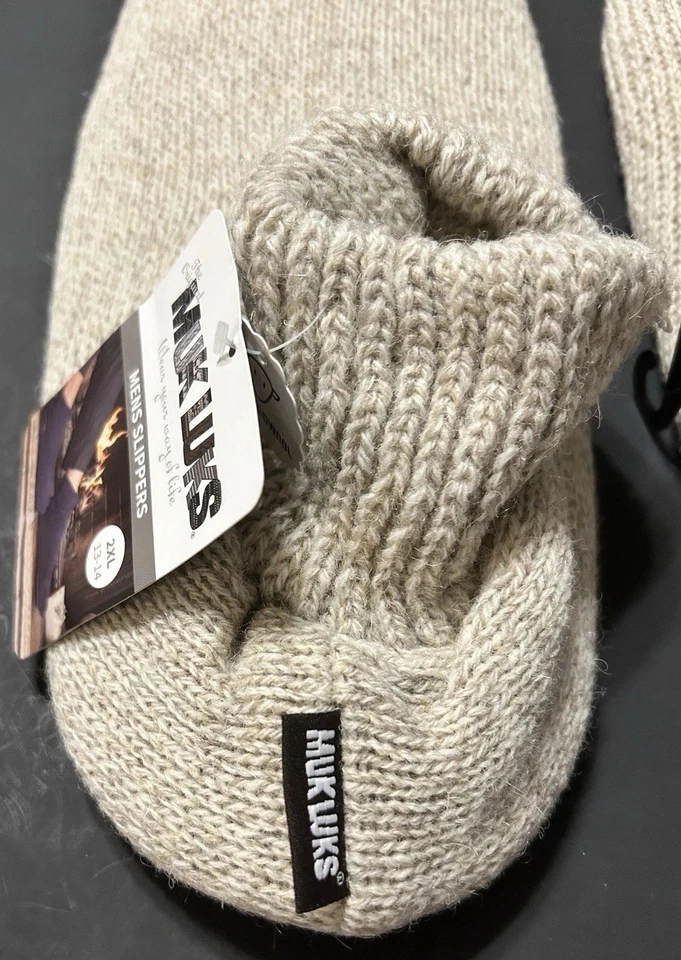 Chinelos de lã Muk Luks masculino tamanho 2XL (13-14) natural NOVO - Imagem 4 de 4