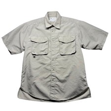 Columbia Sportswear Mens M Short Sleeve Plaid Outdoor Utility Fishing Shirt