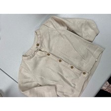 H&M Baby Girls Cream Eyelet Knit Button Front Cardigan Sweater 4-6M