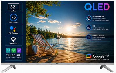 32 Zoll / 80 cm QLED Smart Fernseher JTCSQ32H39330G, Android TV, Sprachsteuerung