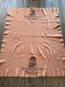 VINTAGE Kenwood Wool Blanket  THE MAYFLOWER HOTEL Double Monogram  63x52