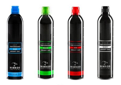 Nimrod Airsoft Gas Light blue Standard green Professional red Extreme black