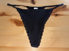 Maidenform  Vintage Y2K 6 M Thong String Bikini Panty Underwear Black  Nylon