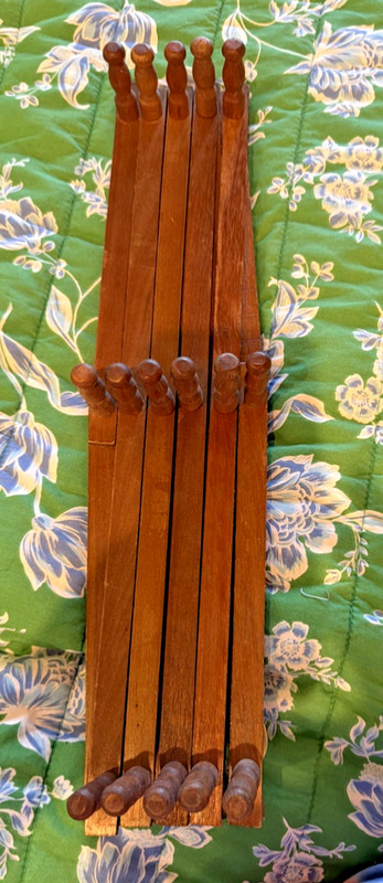 Vintage Wooden Accordion Wall Rack Expandable Peg Hook Hat Coat 16 Peg Farmhouse