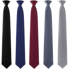 Clip on Ties for Men Solid Color Men's 20 Inch Pretied Uniform Solid Color Cl...
