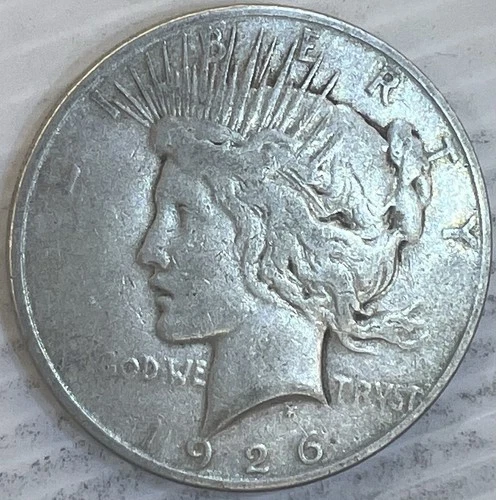 1926S Silver Peace Dollar Uncertified Very Good Circulated Condition